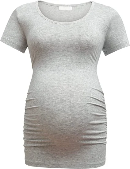 T-shirt de maternité en bambou modal pour femmes, classique, froncé sur le côté, vêtements de grossesse pour maman