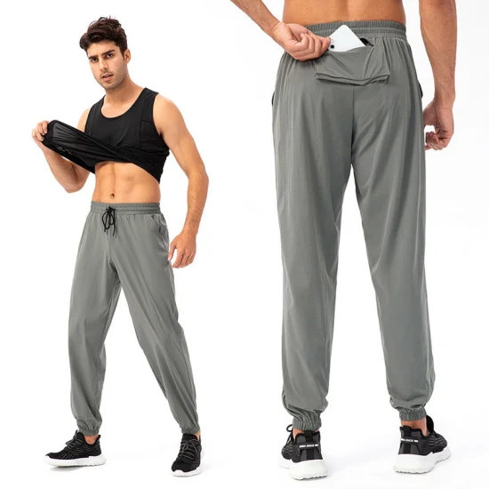 Pantalon de jogging avec cordon de serrage à séchage rapide pour homme avec 3 poches, manchette décontractée avec fermeture éclair, pantalon d'exercice pour sports de plein air, vêtements de levage