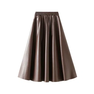 Jupe plissée en PU pour femmes, jupe en cuir vierge de haute qualité, longueur cheville, taille élastique unie